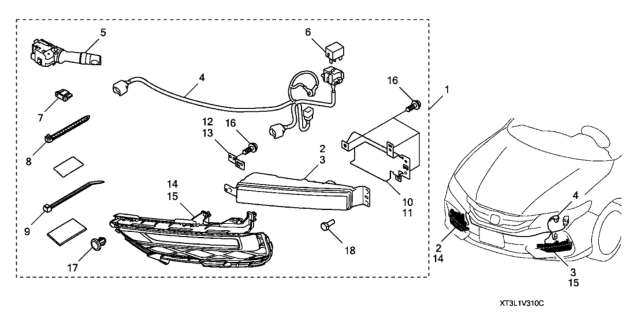 2017 Honda Accord Bracket, L. FR. Foglight (2) Diagram for 33952-T3L-A00