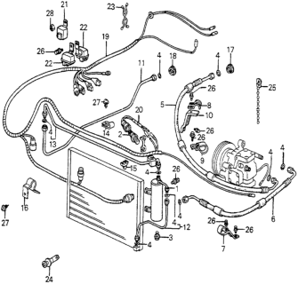 1983 Honda Accord A/C Hoses - Pipes - Wire Harness Diagram