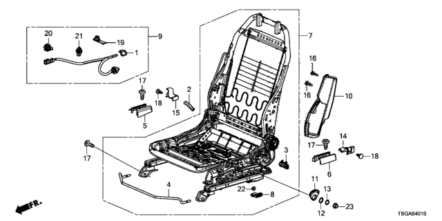 2020 Honda Civic Front Seat Components (Driver Side) Diagram