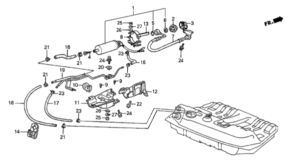 1987 Honda Prelude 2 Door SI KA 5MT Fuel Pump Diagram