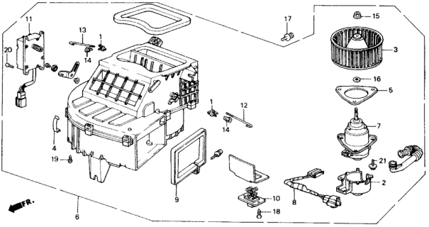 1989 Honda Accord 2 Door DX KA 4AT Heater Blower Diagram