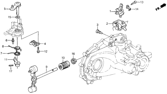 1992 Honda Prelude MT Shift Arm - Shift Lever Diagram