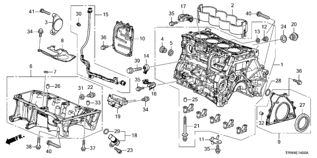 2021 Honda Clarity Plug-In Hybrid Cylinder Block - Oil Pan Diagram
