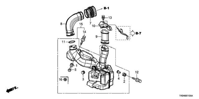 2012 Honda Civic Chamber, Resonator Diagram for 17230-R1B-A00