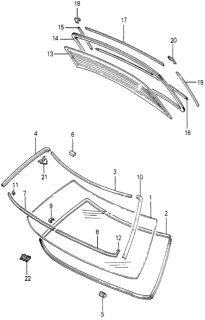 1980 Honda Prelude Glass, Front Windshield Diagram for 67201-692-671