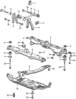 1983 Honda Accord Insulator A, Sub-Frame Mounting Diagram for 50230-SA5-000