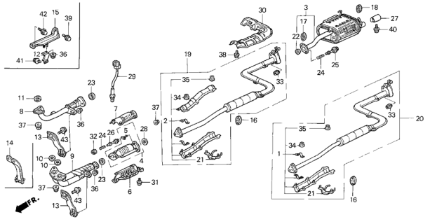 1994 Honda Del Sol 2 Door V-TEC KA 5MT Exhaust Pipe Diagram