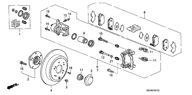 2003 Honda Odyssey Disk, Rear Brake Diagram for 42510-S0X-A00