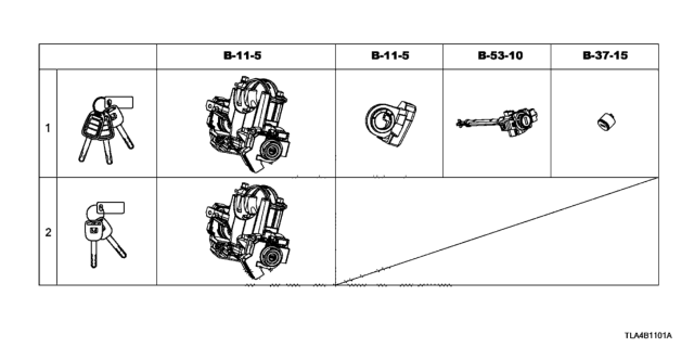 2019 Honda CR-V Cylinder Set, Key Diagram for 06350-TLA-A01