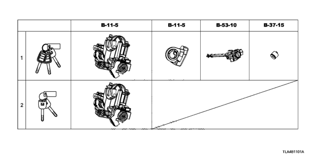 2020 Honda CR-V CYLINDER SET, KEY Diagram for 06350-TLA-A11