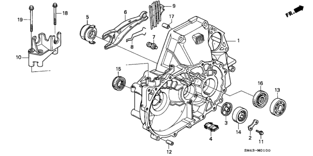 1993 Honda Accord 4 Door EX KA 5MT MT Clutch Housing Diagram