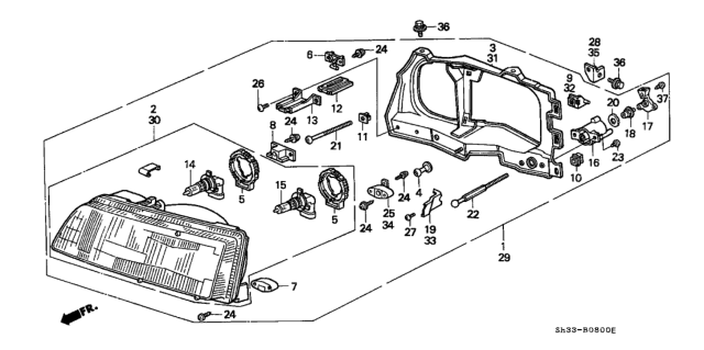 1991 Honda Civic Headlight Diagram