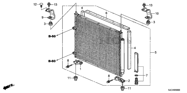 2014 Honda Ridgeline 4 Door RTS KA 5AT A/C Condenser Diagram