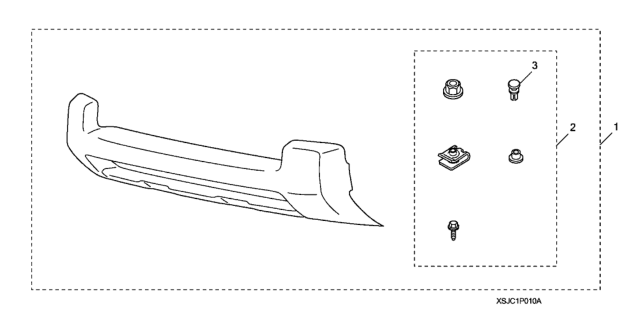 2014 Honda Ridgeline 4 Door RTS KA 5AT Brush Guard-Style Front Lower Trim Diagram