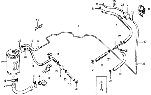 1976 Honda Accord Clip, Cable Diagram for 90678-671-003