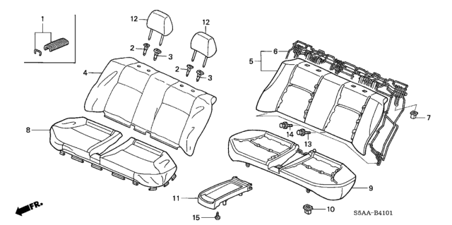 2004 Honda Civic 4 Door GX KA CVT Rear Seat Diagram