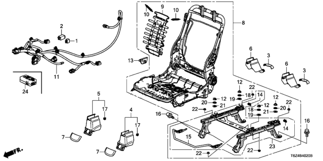 2018 Honda Ridgeline Front Seat Components (Passenger Side) (Manual Seat) Diagram