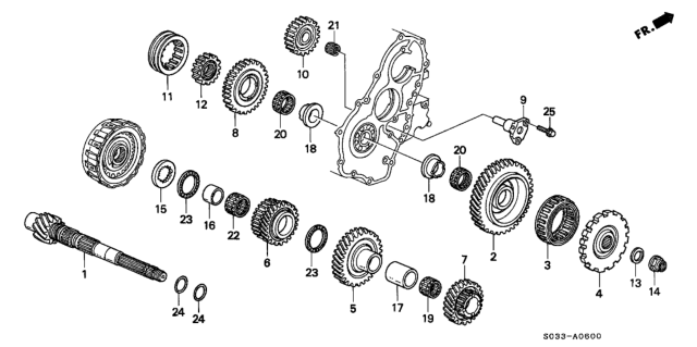 1998 Honda Civic 3 Door CX KA 4AT AT Countershaft Diagram