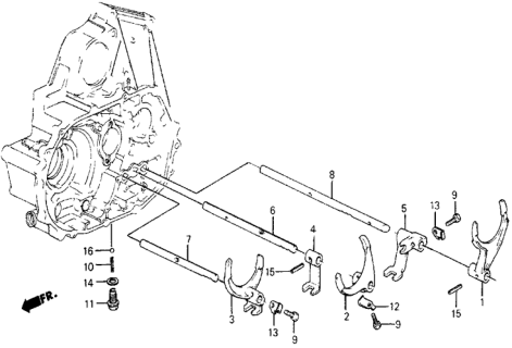 1986 Honda Civic MT Shift Fork - Setting Screw Diagram