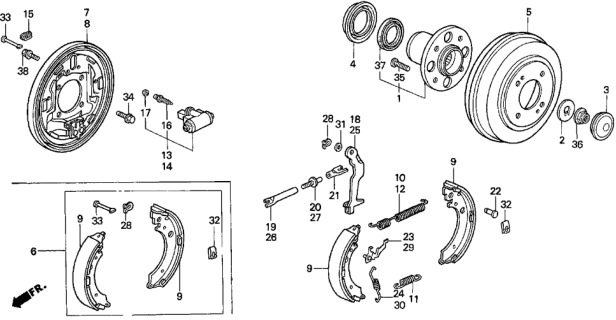 1994 Honda Del Sol Rear Brake (Drum) Diagram