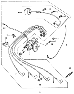 1982 Honda Civic 5 Door ** (WAGOVAN) KA HMT Distributor - Spark Plug Diagram