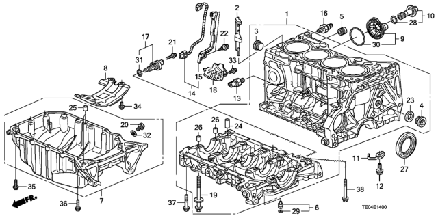 2009 Honda Accord Cylinder Block - Oil Pan (L4) Diagram