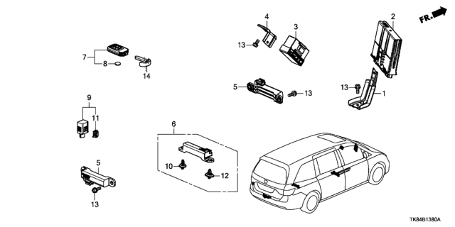 2015 Honda Odyssey Control Unit Diagram for 38329-TK8-A11