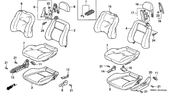 1993 Honda Civic Cover, Driver Side Seat-Back Trim (Mystic Gray) Diagram for 81521-SR8-A31ZB