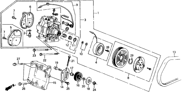 1991 Honda Civic 3 Door STD KL 4MT A/C Compressor (Matsushita) Diagram