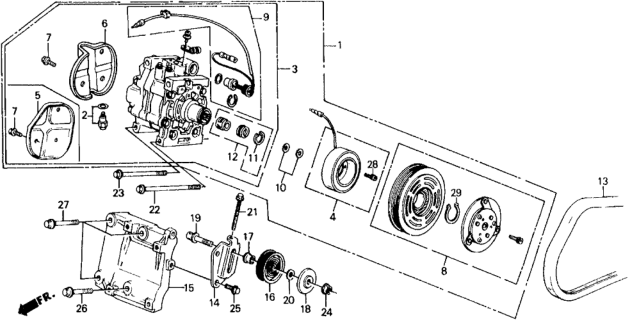 1991 Honda Civic A/C Compressor (Matsushita) Diagram