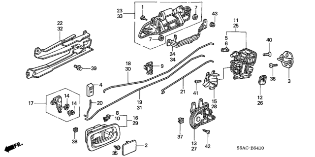 2005 Honda Civic Handle Assembly, Driver Side Inside (Graphite Black) Diagram for 72660-S5N-C01ZA