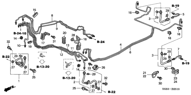 2003 Honda Civic 4 Door MX (HYBRID) KL 5MT Brake Lines (ABS) Diagram