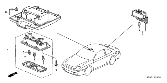 1999 Honda Prelude 2 Door BASE KA 5MT Interior Light Diagram