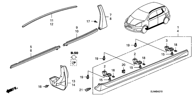 2008 Honda Fit Garnish Assy., R. Side Sill *B520P* (VIVID BLUE PEARL) Diagram for 71800-SAA-003ZM