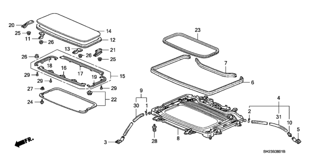 1989 Honda CRX Valve, Slide Roof Drain (Inner) Diagram for 70176-693-920