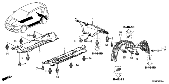 2013 Honda Fit EV Cover, L. RR. Fender Diagram for 74591-TX9-A00