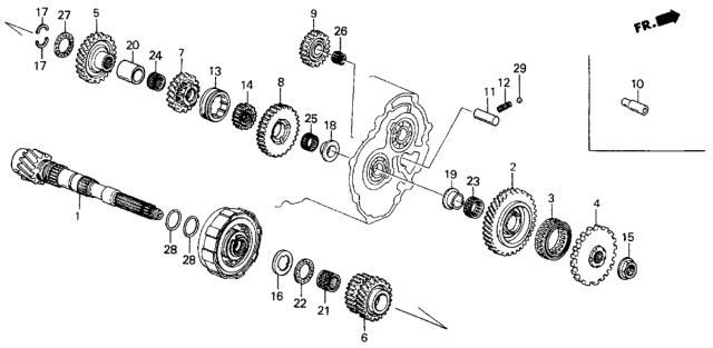 1986 Honda Civic Shaft, Reverse Idle Gear Diagram for 23542-PH0-010