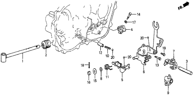 1987 Honda Prelude MT Shift Arm - Shift Rod Diagram