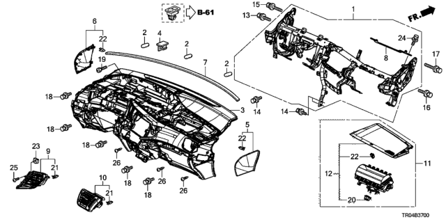 2012 Honda Civic Outlet Assy., Center *NH781L* (Passenger Side) (MOCHA GRAY) Diagram for 77615-TR0-A11ZB