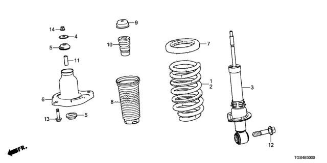 2020 Honda Passport Damper Unit, Rear Diagram for 52611-TGS-A02