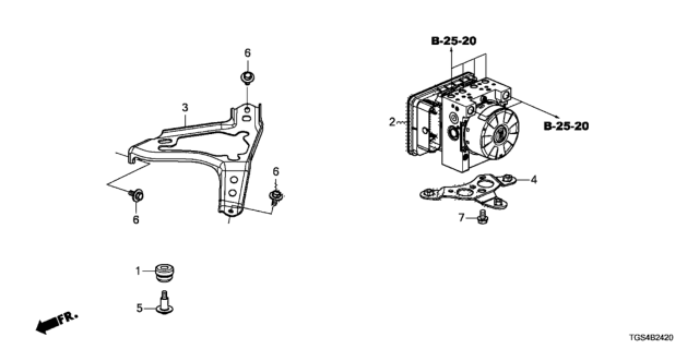 2020 Honda Passport Rubber, Mount Diagram for 57101-TZ5-A00