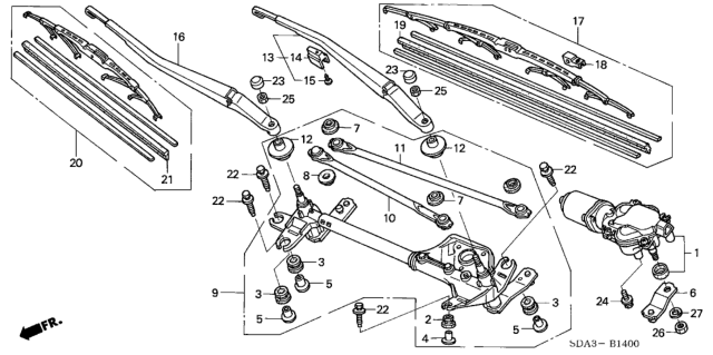 2006 Honda Accord Front Windshield Wiper Diagram