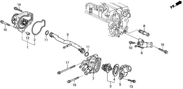 1997 Honda Del Sol Water Pump - Thermostat (V-TEC) Diagram