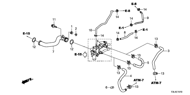2015 Honda Accord Hose, Warmer In. (ATf) (CVT) Diagram for 19421-5A2-A02