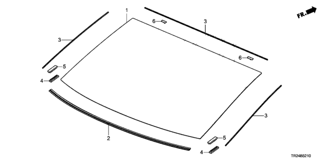 2015 Honda Civic Glass Set, RR. Windshield (Green)(Agc) Diagram for 73211-TT1-A01