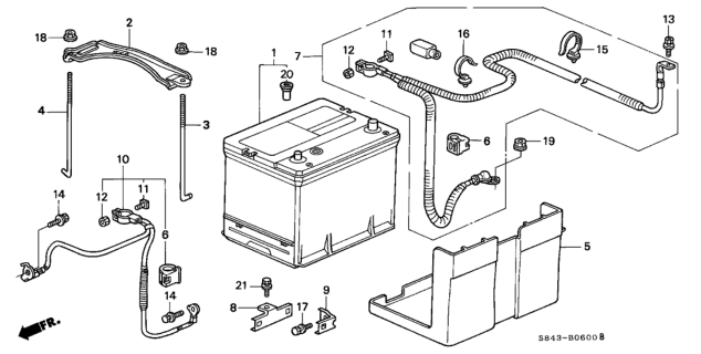 1999 Honda Accord Cable Assembly, Starter Diagram for 32410-S84-A10