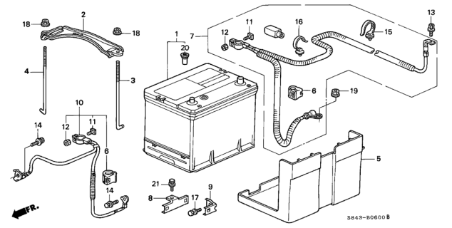 1999 Honda Accord 4 Door EX KA 5MT Battery Diagram