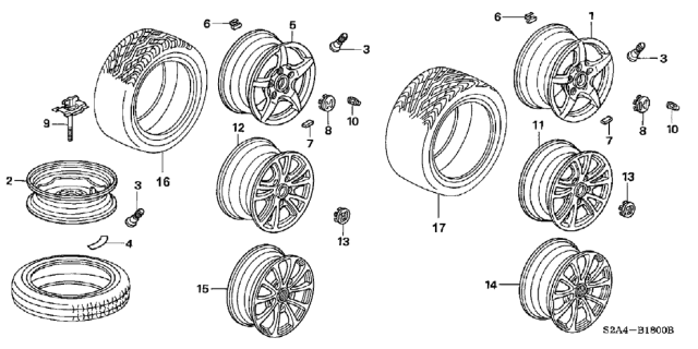 2004 Honda S2000 Disk, Rear Aluminum Wheel (17X8 1/2Jj) (Asahi) Diagram for 42700-S2A-A91