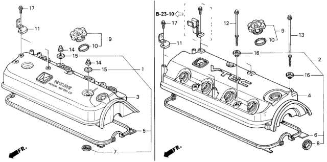 1997 Honda Accord Cylinder Head Cover Diagram