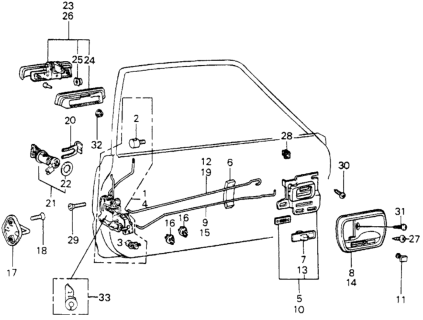 1981 Honda Civic 3 Door ** (1300) KL HMT Door Lock Diagram